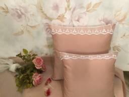 Pillow Cover Taffeta & Light Antique Pink Lace Handmade in Italy - thumbnail 1