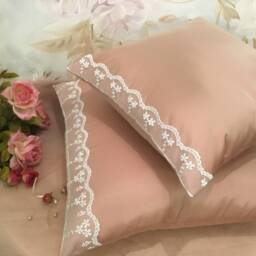 Pillow Cover Taffeta & Light Antique Pink Lace Handmade in Italy - thumbnail 4