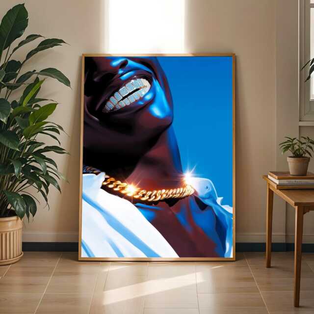 Diamond Grillz Poster - Afrocentric Modern Art - Luxury Wall Decor, Home Decoration - Poster Only - image 1