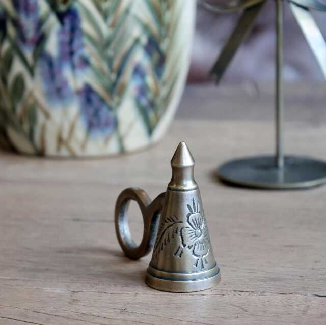 Candle Snuffer - Engraved Flower Design Traditional Antique Brass For Candles Home Decor - image 1