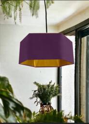 New Luxury Premium Quality Plum Hexagon Velvet Lamp Shade Pendant Light Purple With Metallic Lining