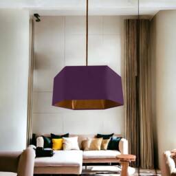 New Luxury Premium Quality Plum Hexagon Velvet Lamp Shade Pendant Light Purple With Metallic Lining - thumbnail 3