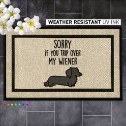 Sorry If You Trip Over My Wiener - Outdoor Dog Mat Lover Doormat Funny Welcome Dachshund - thumbnail 1