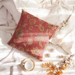 Cinnamon Copper Decorative Throw Pillow Cover, Textured Pillow Covers, Cushion Covers, Accent Pillow, Floral Pattern Pillows, Cotton Blend - thumbnail 3