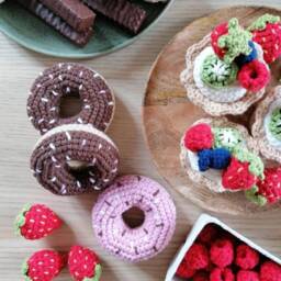 Crochet Donut Pretend Play Food, Kids Kitchen Toy, Soft Candy Toys, Educational Set, Montessori Food - thumbnail 4