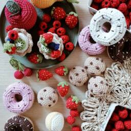 Crochet Donut Pretend Play Food, Kids Kitchen Toy, Soft Candy Toys, Educational Set, Montessori Food - thumbnail 3