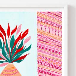 Colourful Potted Plant Print, Bohemian Inspired Art Boho Wall Decor, Maximalist Art, House Botanical - thumbnail 3