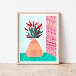 Colourful Potted Plant Print, Bohemian Inspired Art Boho Wall Decor, Maximalist Art, House Botanical - thumbnail 2