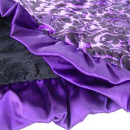 Personalized Purple Damask Minky Baby Blanket, Black Velvet - thumbnail 3