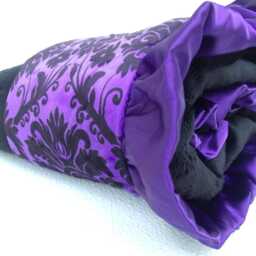 Personalized Purple Damask Minky Baby Blanket, Black Velvet - thumbnail 2