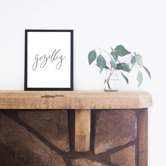 Gezellig Print, Dutch Wall Art, Hygge Digital Download, Minimalist Netherlands Simple Home Decor, Lettered Art - image 1