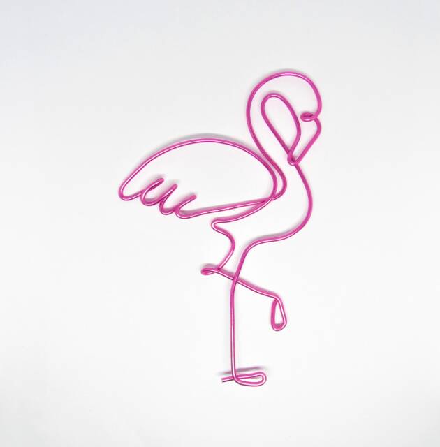 Flamingo Metal Wall Art Sign Nursery Decor, Wire Flamingo Animal Girl Shabby Chic Bedroom Decor Lover Gift - image 1