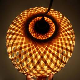 "Handwoven Bamboo Pendant Light Eco-Friendly Lampshade - H13.7"" By H9.8" - thumbnail 3