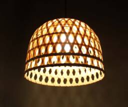 "Handwoven Bamboo Pendant Light Eco-Friendly Lampshade - H13.7"" By H9.8"