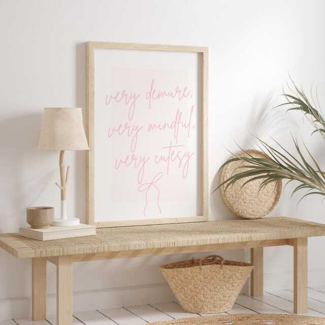 Very Demure, Very Mindful, Cutesy - 10 Poster Trend Quote Print, Soft Girl Decor, Preppy Home Coquette Aesthetic, Modern Art - image 1