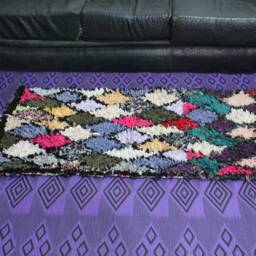 Ddp_Hand Knotted Wool Boucherouite Rug Bohemian Moroccan Rag Rug - 4.7Ft X 2.4Ft - thumbnail 2