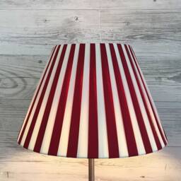 Red & Cream Pleated Lampshade, Striped Ribbon Light Shade, Table Standard Lampshade Empire Lamp Shade - thumbnail 2