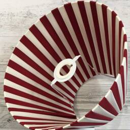 Red & Cream Pleated Lampshade, Striped Ribbon Light Shade, Table Standard Lampshade Empire Lamp Shade - thumbnail 3