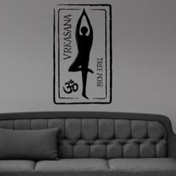 Vrkasana Tree Yoga Pose Om Symbol Wall Sticker Vinyl Mural Decal Home House Art Decor Free Shipping L155 - thumbnail 1