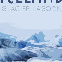 Iceland Glacier Lagoon Poster - Retro Style Travel Print - thumbnail 2