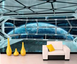 Wall Mural Sci-Fi Photo Art Futuristic Spaceship Fantastic Interioir Self-Adhesive Wallpapers Of Starship Interior - thumbnail 1