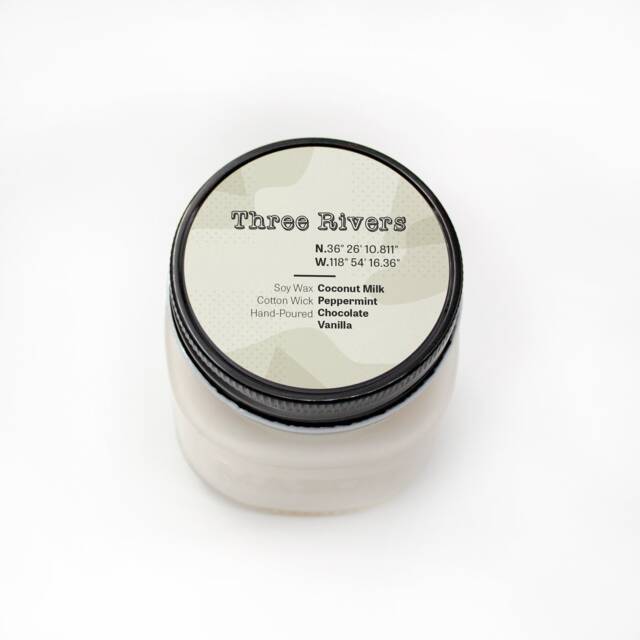 Three Rivers -- Scented Soy Candle California Chocolate Mint Citronella Handmade Handpoured Mason Jar - image 1