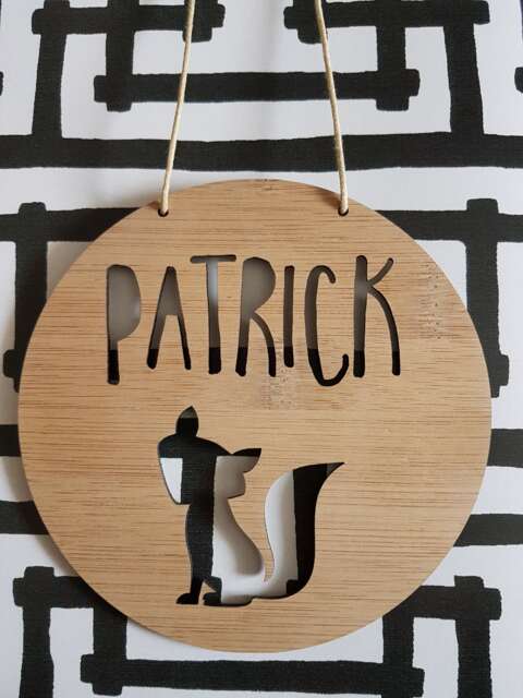 Personalised Wooden Wall/Door Hanging - Fox-Wall Hanging-Wall Art-Wooden Sign-Custom-Kids Gift-Baby Gift-Lasercut-Personalized-Woodland - image 1