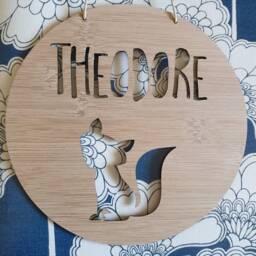 Personalised Wooden Wall/Door Hanging - Fox-Wall Hanging-Wall Art-Wooden Sign-Custom-Kids Gift-Baby Gift-Lasercut-Personalized-Woodland - thumbnail 2
