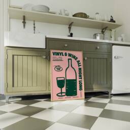 Wine & Vinyl Poster - Print Music Wall Art Decor Food Kitchen Illustration Record Retro Funky Bar - thumbnail 3