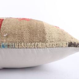 Handwoven Kilim Pillow Cover Vintage Turkish Wool Lumbar, 20x20 - thumbnail 4