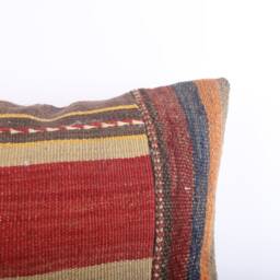 Handwoven Kilim Pillow Cover Vintage Turkish Wool Lumbar, 20x20 - thumbnail 3