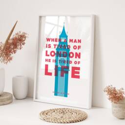 When A Man Is Tired Of London Printed Wall Art A3 A4 Inspirational Typography Travel Quote Home Decor Gift - thumbnail 3