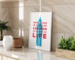 When A Man Is Tired Of London Printed Wall Art A3 A4 Inspirational Typography Travel Quote Home Decor Gift - thumbnail 1