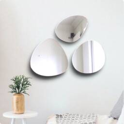 Pebble Acrylic Mirror Set Engraved Wall Art, Many Sizes - thumbnail 2