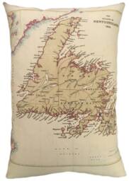 Newfoundland Vintage Map Pillow - Free Shipping - thumbnail 1