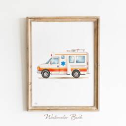 Ambulance Car Print Colorful Kids Room Wall Art - thumbnail 3