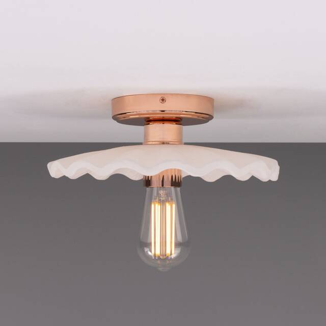 Kapok Organic Ceramic Ceiling Light Matte White Striped 10.5 - image 1