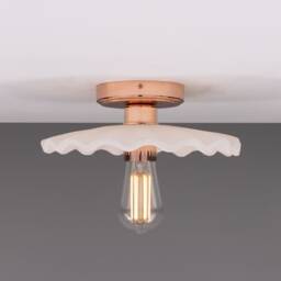 Kapok Organic Ceramic Ceiling Light Matte White Striped 10.5