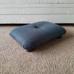 Handmade Midnight Blue Little Footstool Small Upholstered Desk Footrest - thumbnail 3