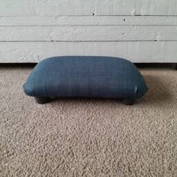 Handmade Midnight Blue Little Footstool Small Upholstered Desk Footrest - thumbnail 4