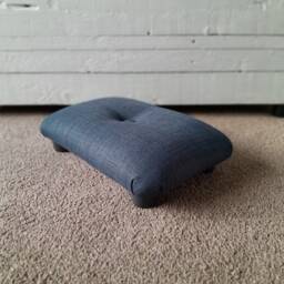 Handmade Midnight Blue Little Footstool Small Upholstered Desk Footrest - thumbnail 2