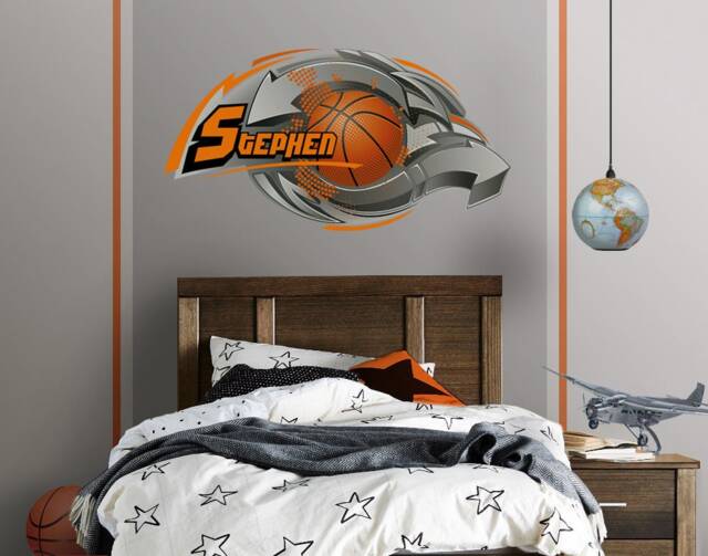 Original Digital Graffiti Art, Basketball Personalized Wall Decal, Sports Sticker, Mural For Kid's Or Teen's Room, PVC Free - image 1