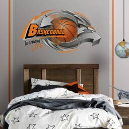 Original Digital Graffiti Art, Basketball Personalized Wall Decal, Sports Sticker, Mural For Kid's Or Teen's Room, PVC Free - thumbnail 3