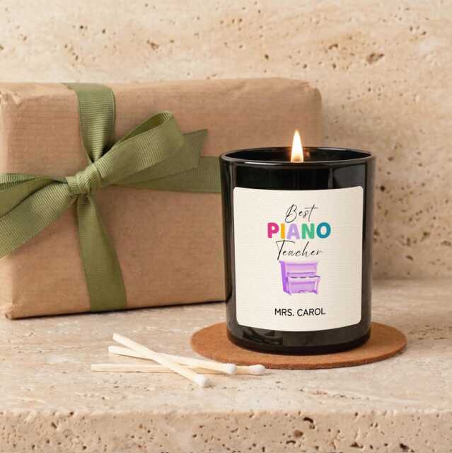 Personalised Piano Teacher Gift, Custom Music Candle, Best Ever, Thank You Gift For Instructor - image 1
