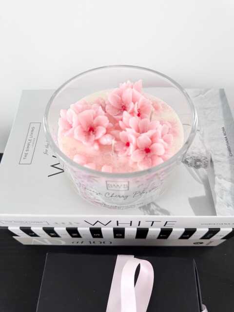 Japanese Cherry Blossom Candle, Handcrafted Botanical Cocosoy Candle, Floral Gift Candle With Sakura Blossom Petals, 430 Grams. Mum Gift - image 1