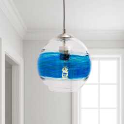 Ocean Aurora Pendant Light Hand Blown Glass Made To Order - thumbnail 1