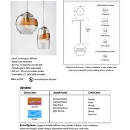 Ocean Aurora Pendant Light Hand Blown Glass Made To Order - thumbnail 3