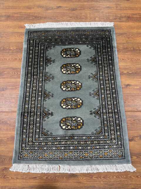 2x3 Silver Color Bokhara Rug - Washable Small Wool Living Room Hand Knotted Doormat Bathmat - image 1