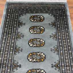 2x3 Silver Color Bokhara Rug - Washable Small Wool Living Room Hand Knotted Doormat Bathmat - thumbnail 2