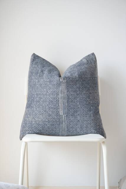 Vintage Hmong Batik Blue Gray Indigo Pillow Cover - image 1